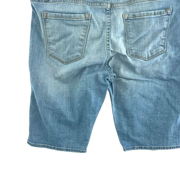 FRAME Le Grand Garcon Blue Denim Distressed Cut Off Bermuda Shorts Size 28 - Picture 10 of 13
